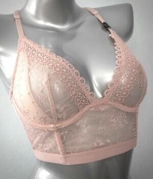 Victoria's Secret Nwt Very Sexy Pink Lace Sling Unlined Plunge Long Bra VS